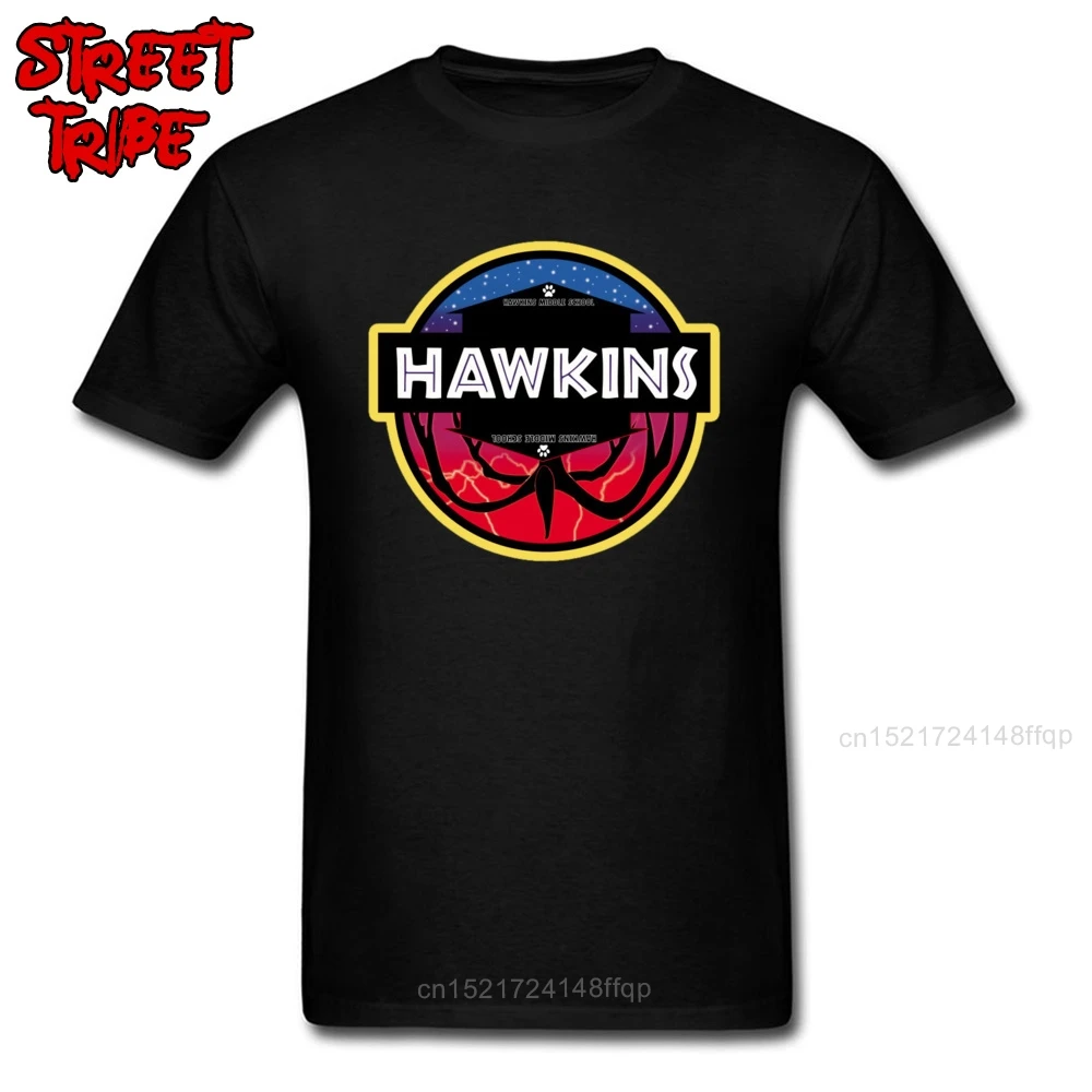 

Stranger Things T-shirt Men Hawkins 100% Cotton Fabric T Shirts Rife Short Sleeve Tee Male TShirt Personalized Demongorgon Tops