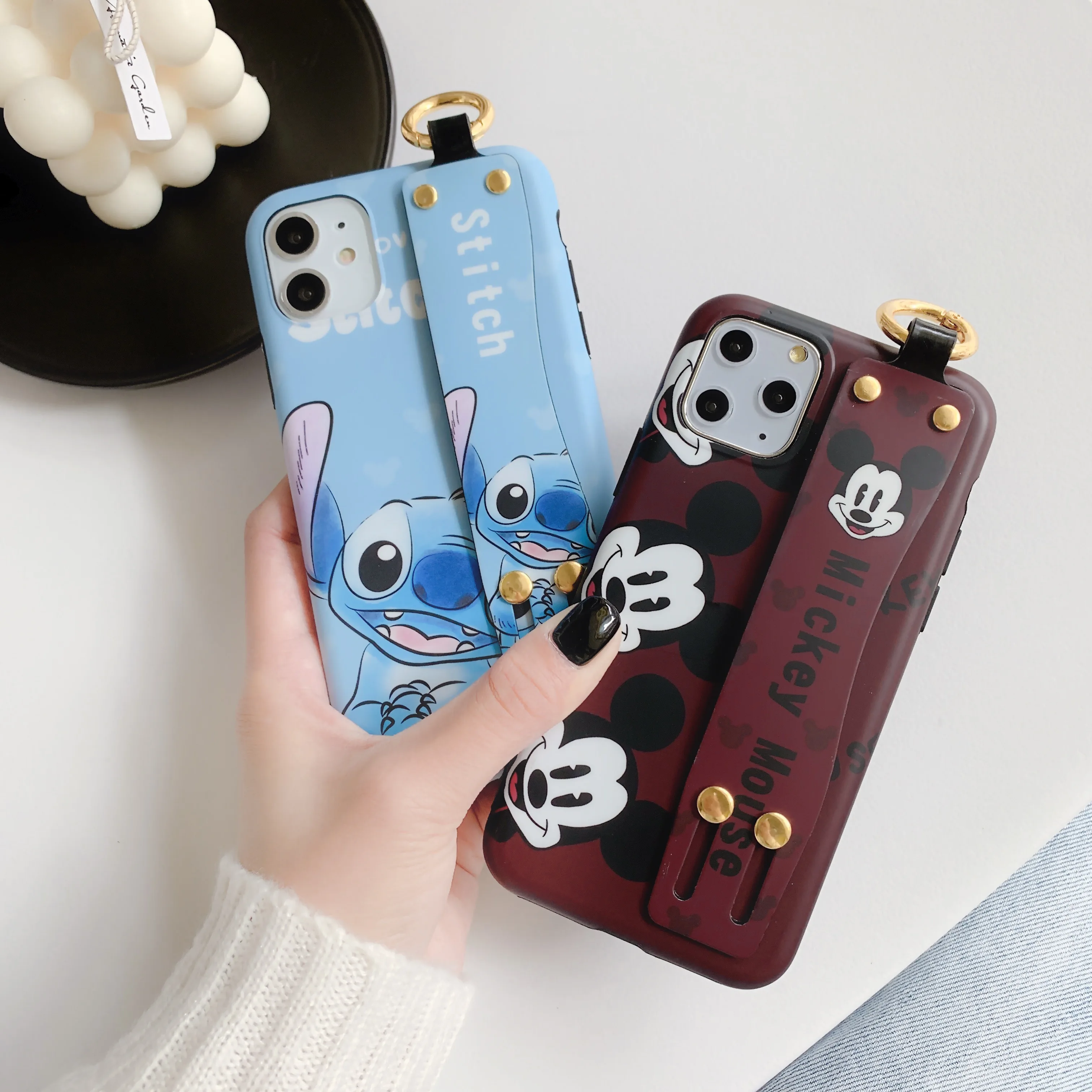Cartoon Mickey Hand Strap Silicon Phone Case For iphone 11 Pro Max iPhone XS XR X 6S 6 7 8 Plus Cases Back Cover |