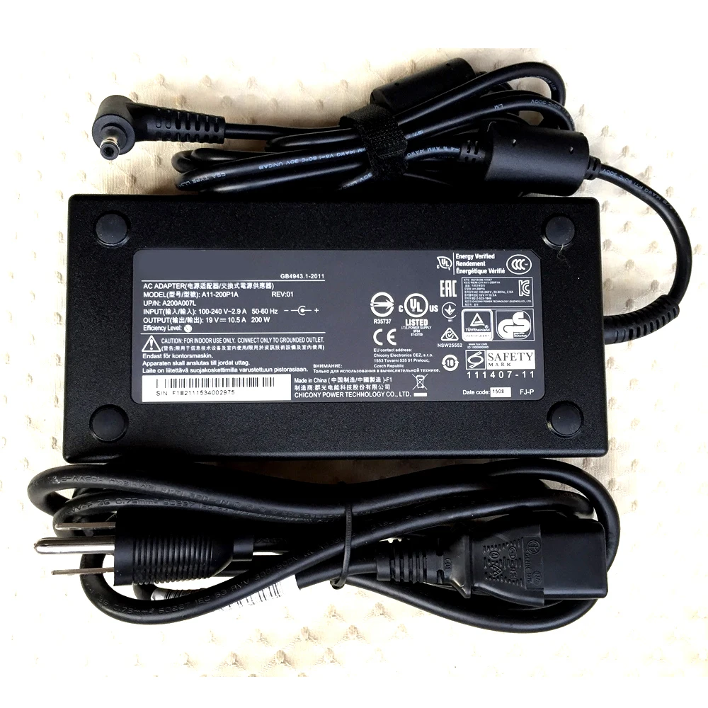 Адаптер переменного тока Chicony 200 Вт 19 в а для игрового ноутбука|Адаптеры
