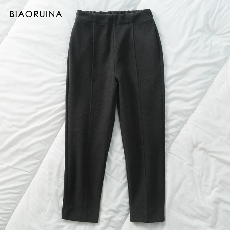 BIAORUINA женские шерстяные повседневные однотонные шаровары длиной до щиколотки