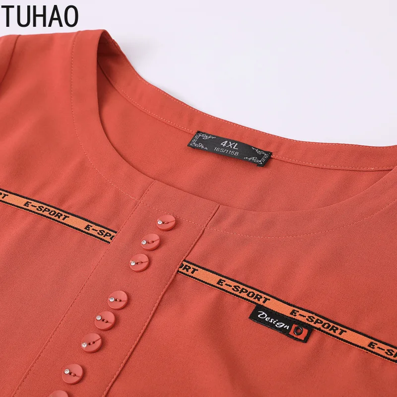 Летние топы TUHAO 10XL 9XL 8XL блузка большого размера оранжевые повседневные женские