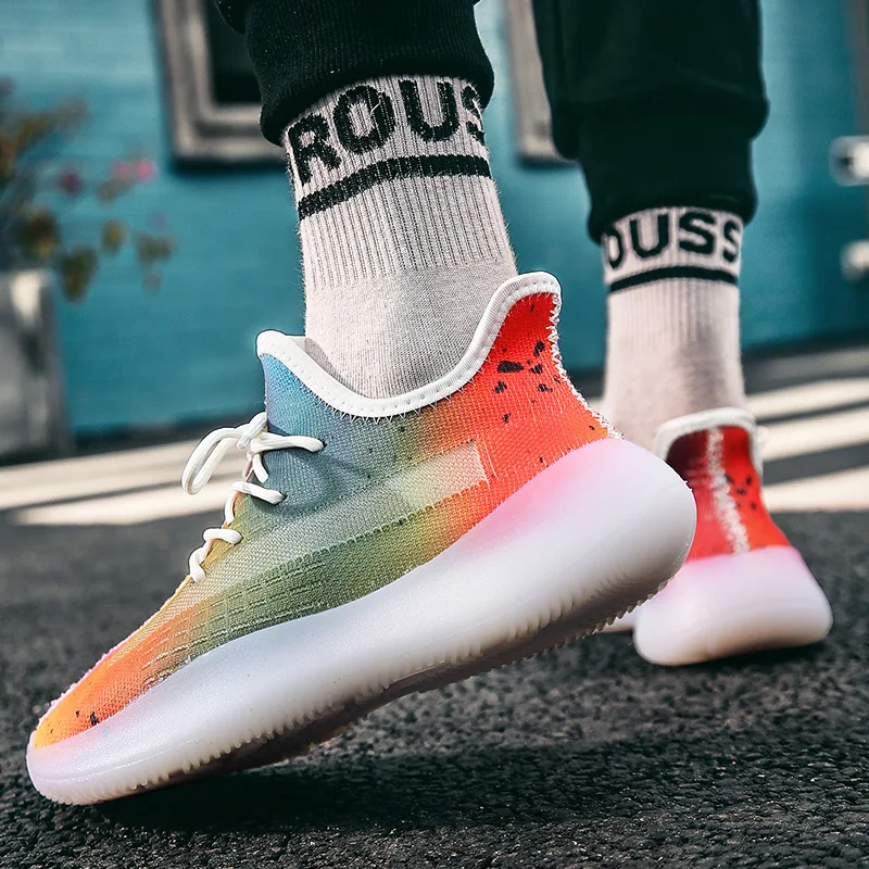 Spring Men Shoes Rubber Sneakers Men's Running Wear-Resistant Casual Korean-style Trendy Graffiti | Обувь