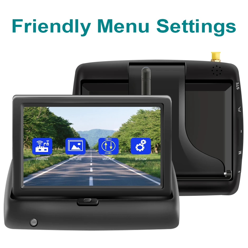 

2021 New Wireless 1080P 5-Inch Foldable Ips Car Monitor Reversing Rear View Camera Driving Kit With Stable Digital Signal