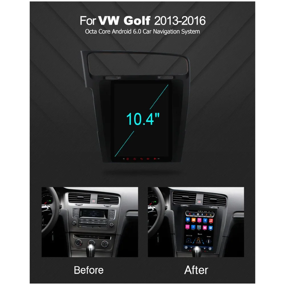 C600 IPS вертикальный 10 4 &quotOcta 8 Core Android 6 0 Автомобильный DVD плеер для VW Golf 7 MK7 R GTE GPS