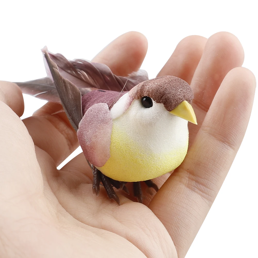 12 шт. искусственный Воробей птицы перо Рождество Свадьба искусственные дерево