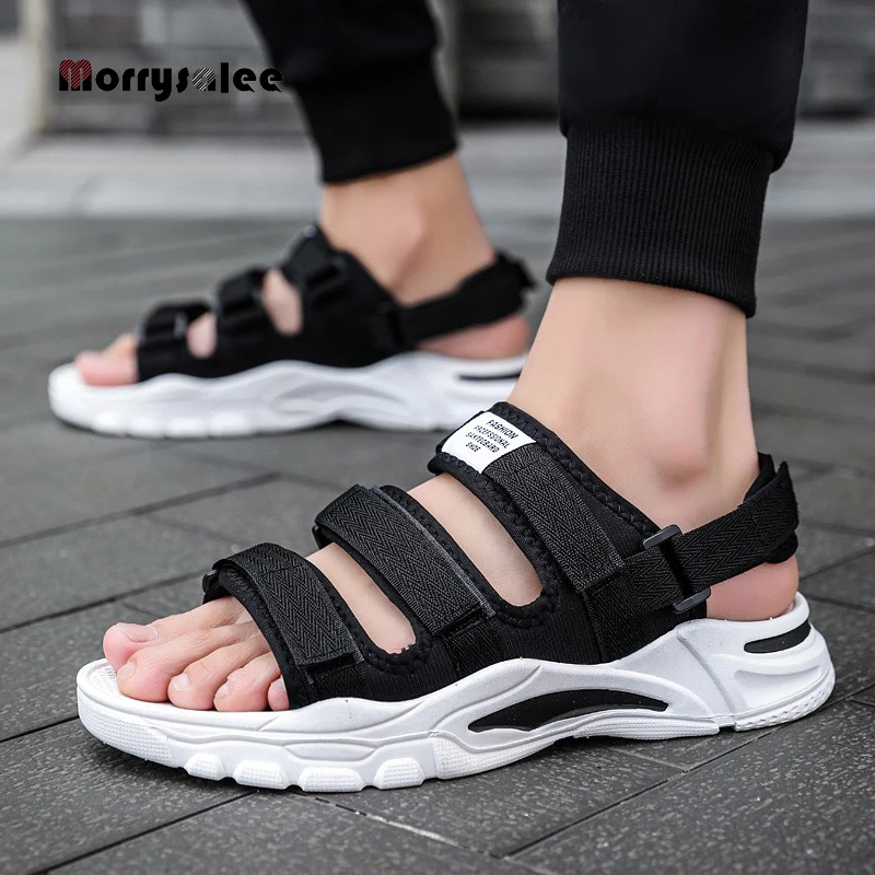 

Сандалии мужские в римском стиле, плоская подошва, Нескользящие, на липучке, римские шлепанцы, модель 2022