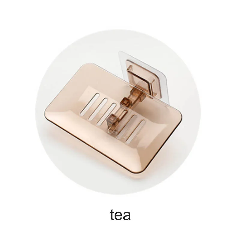 tea Мыльница без бурения настенный двойной слой мыльница губка блюдо аксессуары для ванной комнаты Мыльницы самоклеющиеся - Цвет: tea