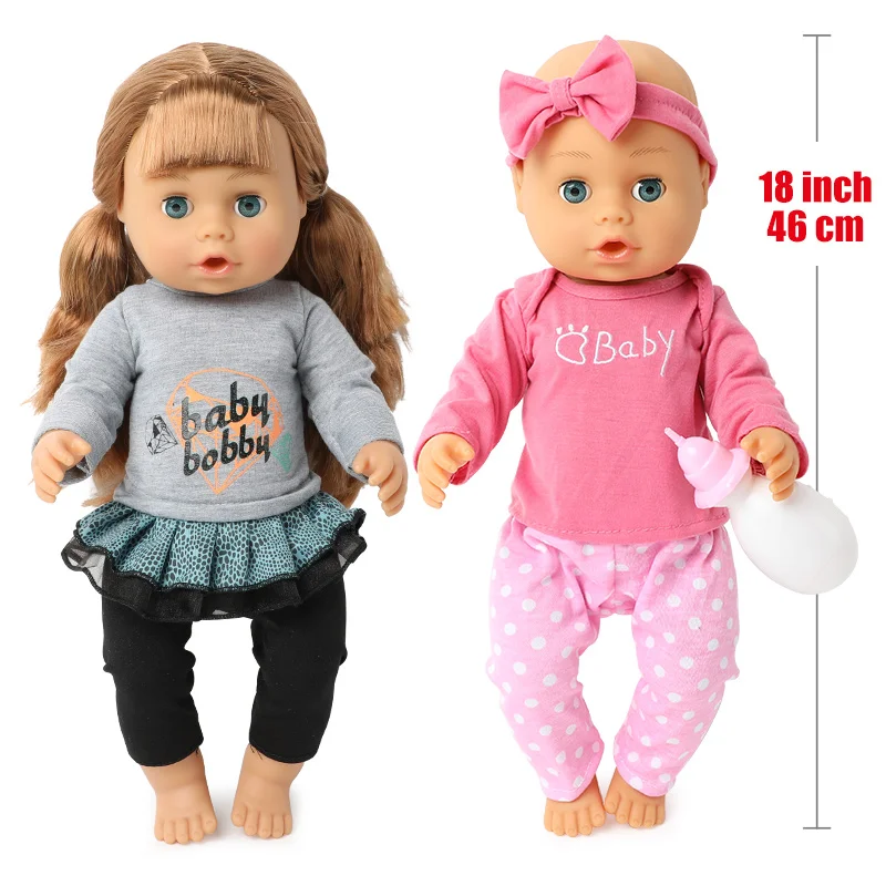 

18 inch bebe lifelike reborn doll 46 CM waterproof Silicone Realistic sound newborn Baby Feeding bottle Clothes for toys kids