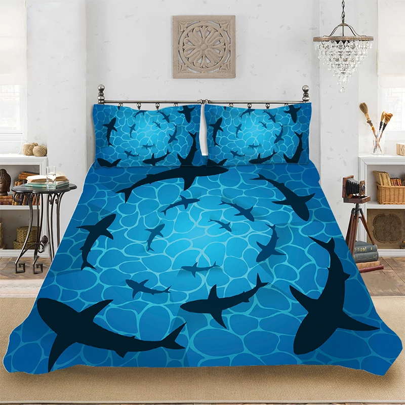 3D HD печать одеяло свет Акула роскошный комплект постельного белья включая