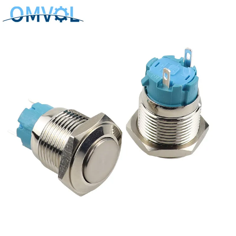 1 шт. 16 мм Мгновенный металлический кнопочный переключатель