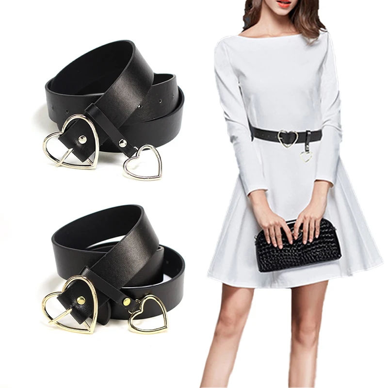Ремень с пряжкой для женщин широкий пояс модный украшением в виде сердца