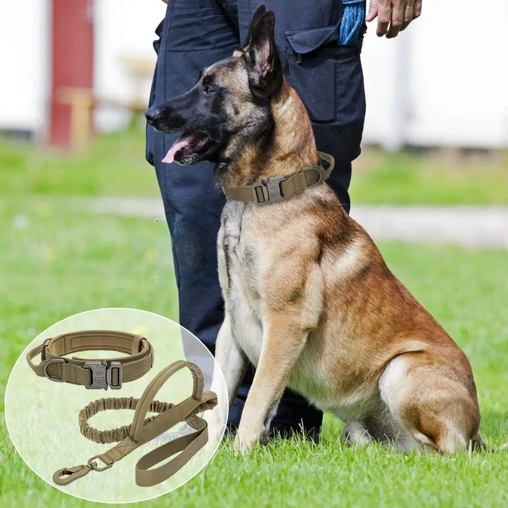 

Military Tactical Dog Collar Leash Medium Large Dog Collars Lead for German Shepard Walking Training Dog Collar Control Handle