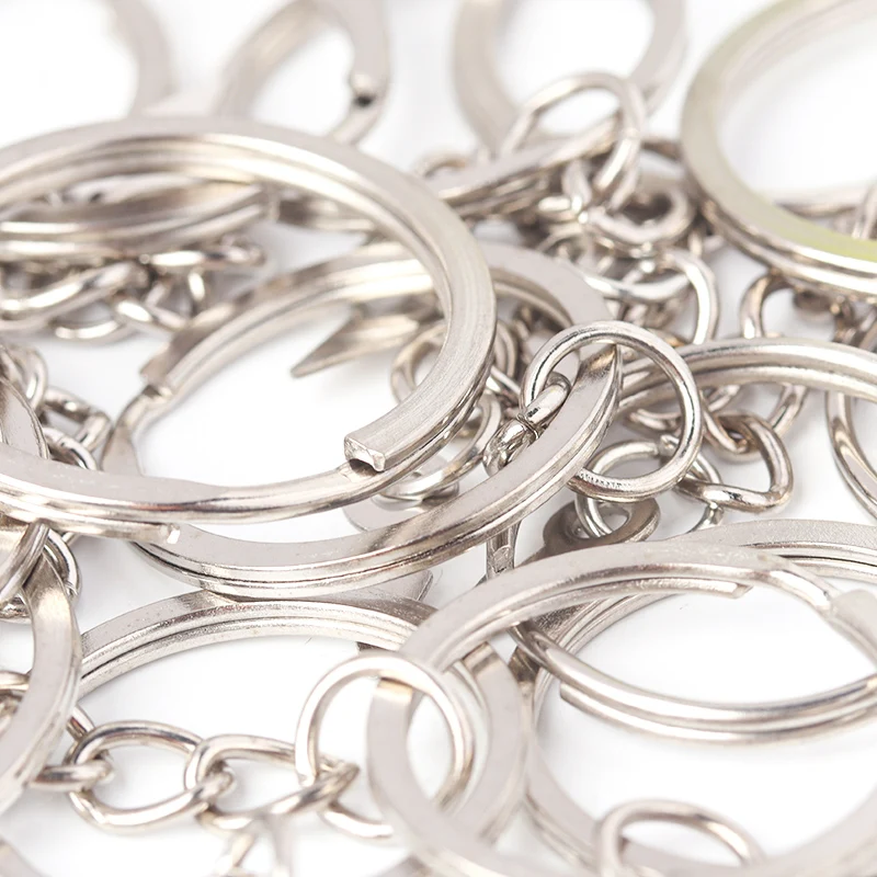 

10pcs/lot 25 30mm Round Flat Key Chain Key Ring keychain With Triangle Tip Keyrings Keychain For Jewelry Making Accessories