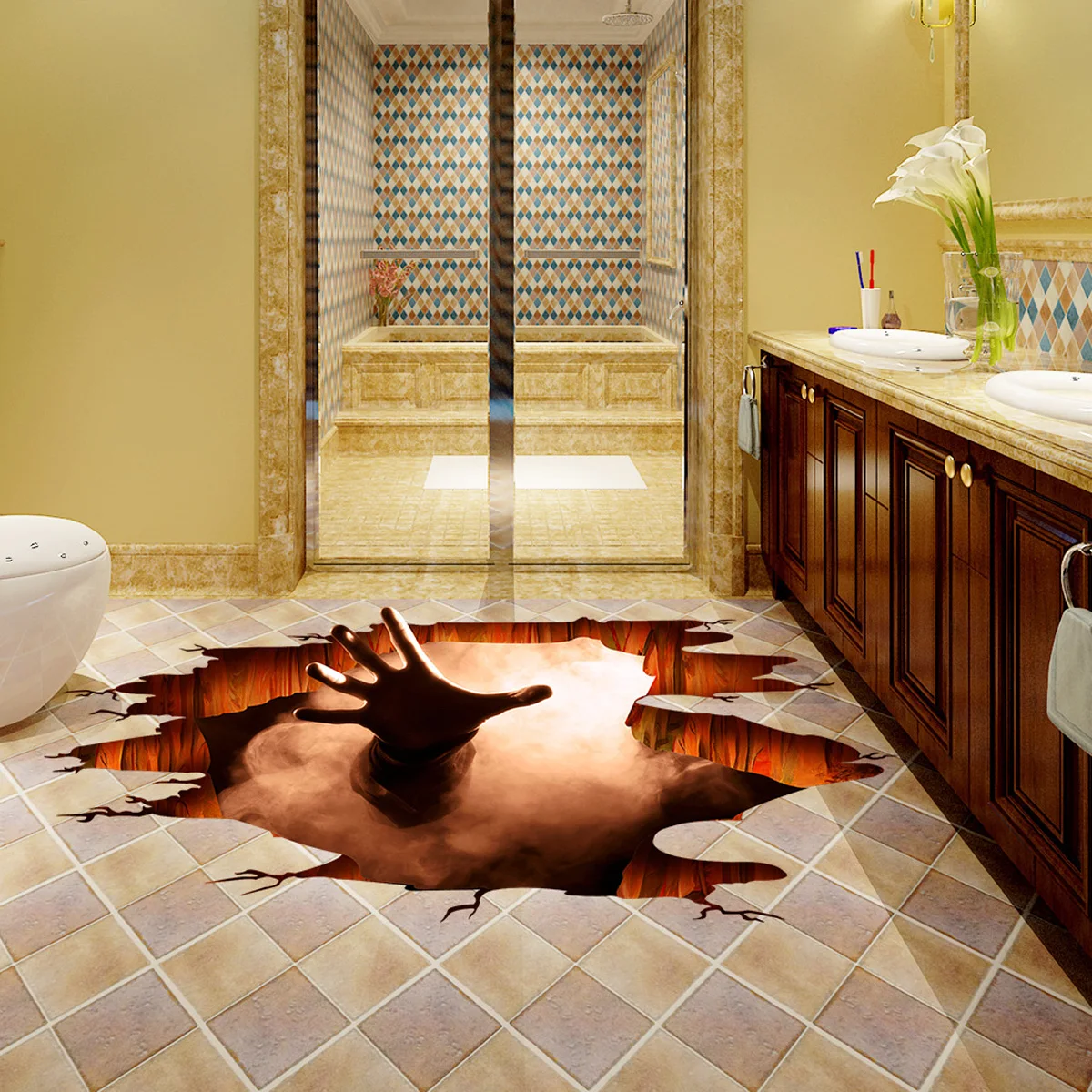 Бесплатная доставка 3D наклейки на стену Хэллоуин Побег из ада сделай сам