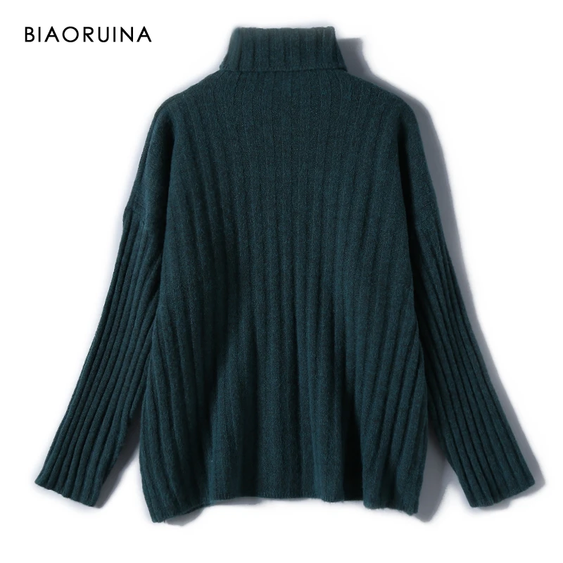 BIAORUINA Женский Повседневный вязаный свитер с воротником под горло 4 цвета