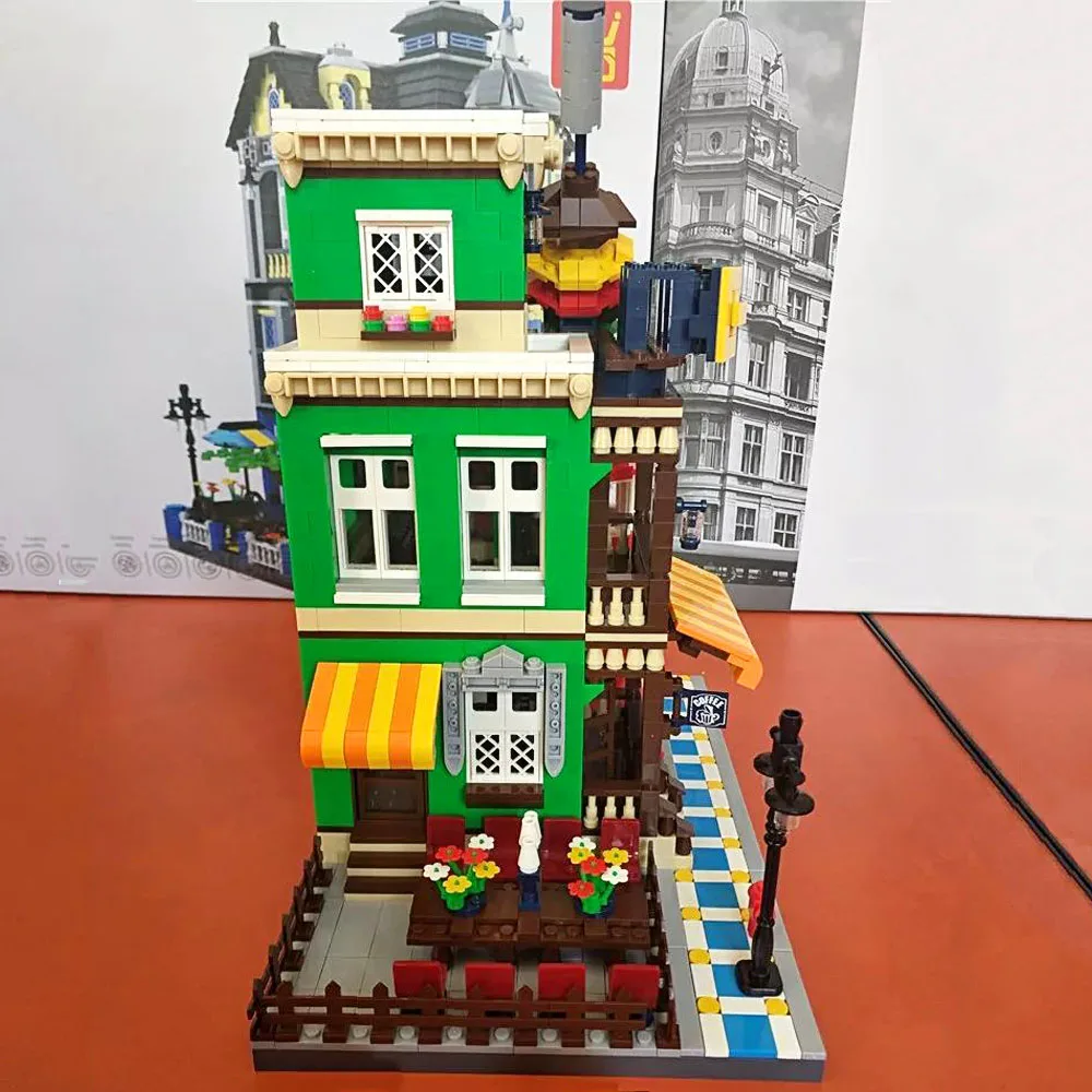 

6313 Ideas Expert Creator BBQ Restaurant 1922Pcs Moc Modular Model Downtown Diner Building Blocks Bricks Pet Shop Grand Emporium
