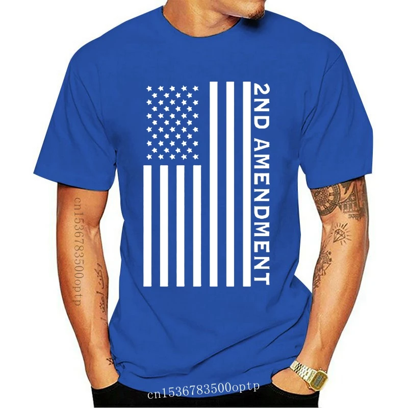 

New Second 2nd Amendment American Flag T Shirt Patriotic Gun Rights Tee Mens