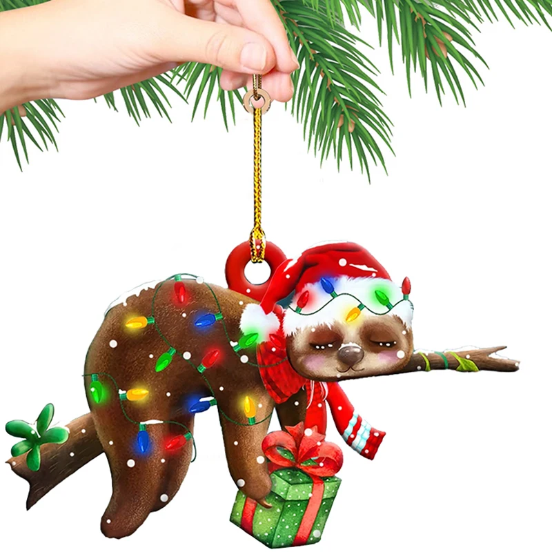 

2021 подвеска на рождественскую елку, поделка из смолы, Санта-Клаус с собакой, Подвесные Украшения для рождественской елки, декор для семейвеч...