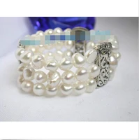 free shipping genuine 3s stretchy big baroque white pearls bracelet noble style natural