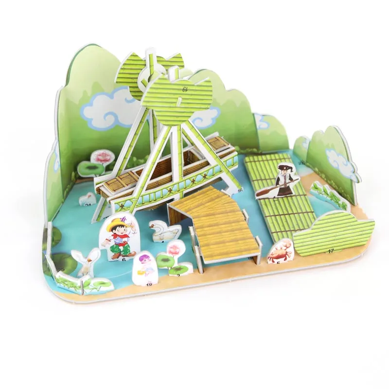 Креативный домашний декор Мультяшные фигурки миниатюры бумажная модель здание