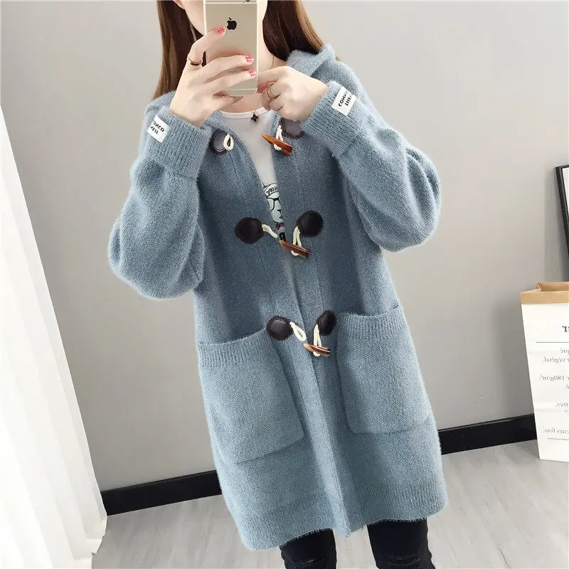 Женский вязаный кардиган повседневная толстая кофта из искусственного меха