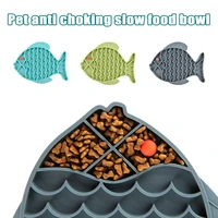 dog cat slow feeder mat pet slowing eating trainer fish shaped anti slip licking food dispenser pet supplies j8