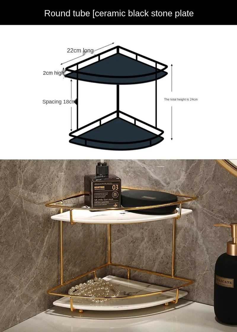

2 Layer bathroom storage rack for cosmetic hand washing supplies table counter storage corner storage rack