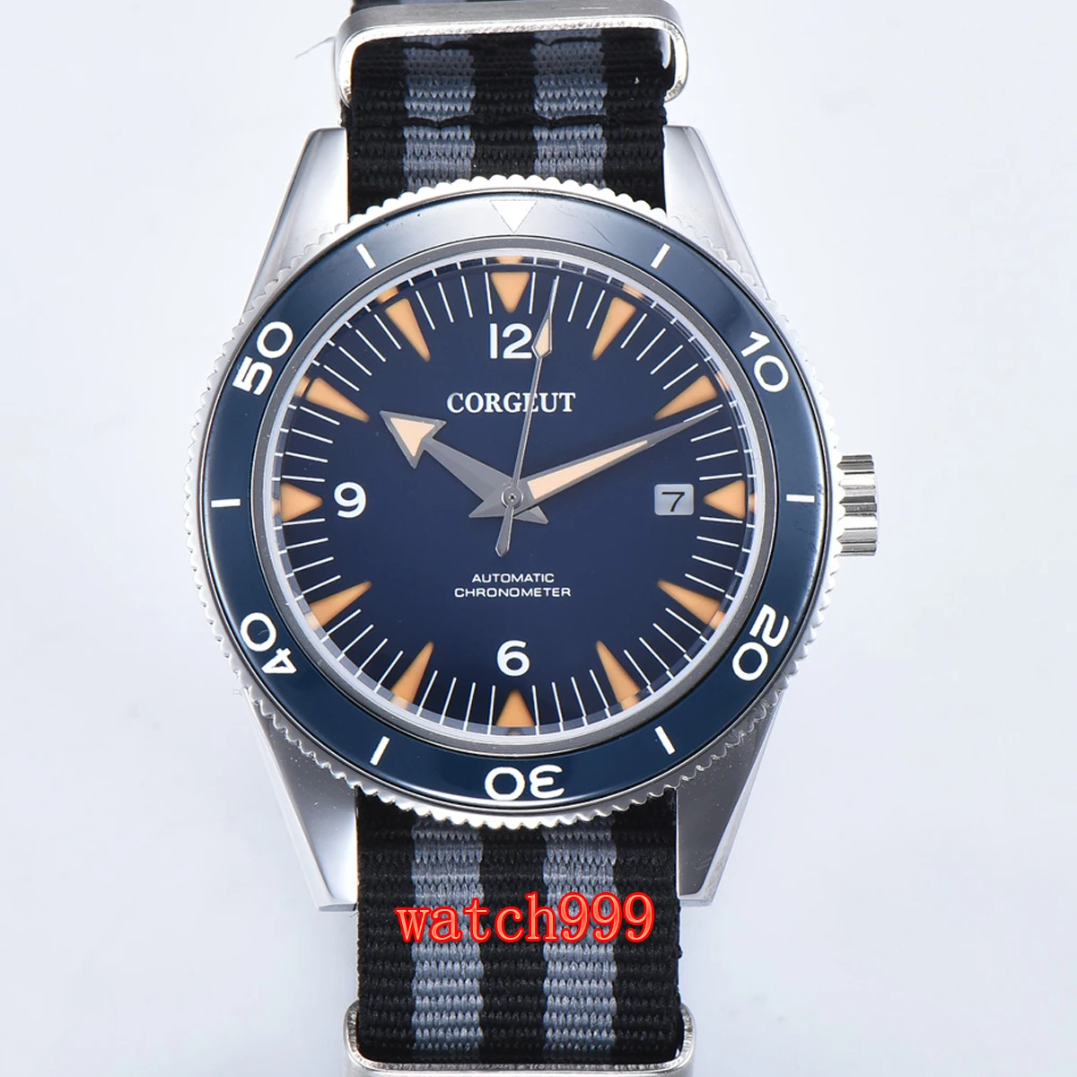 Мужские Водонепроницаемые механические часы с синим циферблатом 41 мм | Наручные