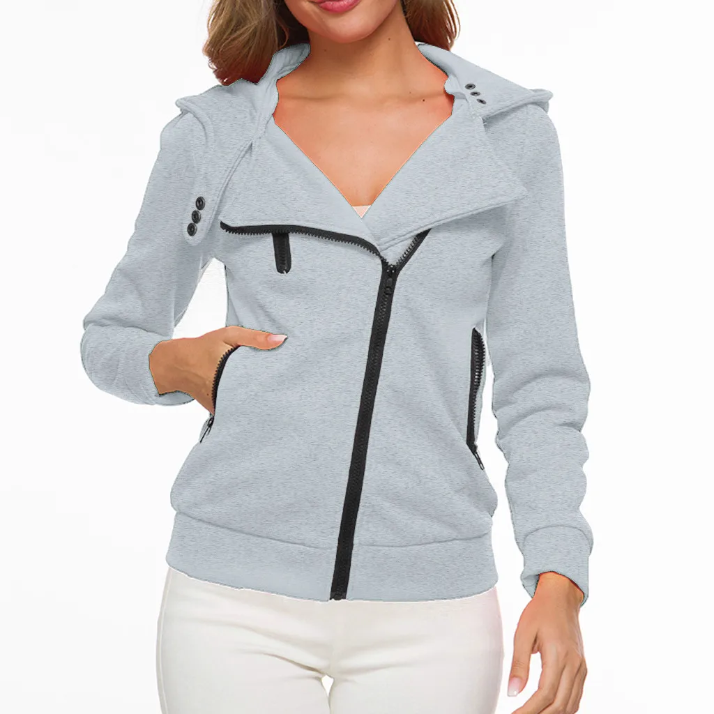 Новая модная женская теплая Длинная толстовка на молнии куртка с капюшоном