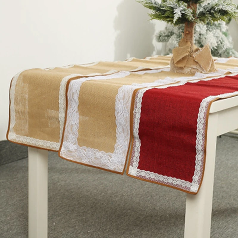 

1pc Christmas Decorations Burlap Linen Printed Table Flag Table Atmosphere Setting Table Mat Tablecloth Placemat New Year Decor