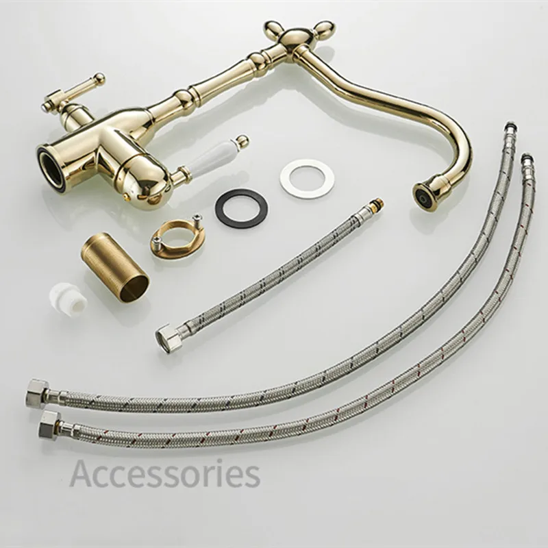 

European Style Water Tap Kitchen Golden kitchen Faucet Bathroom Faucet Brass Taps for Kitchen Cocinas Basin Faucet Rotatable