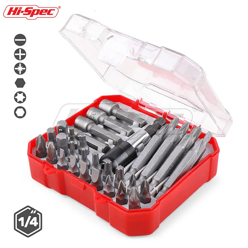 Hi-Spec Набор отверток 34 шт., Набор отверток, магнитный держатель для бит, Набор отверток с прорезями Phillips, Шестигранник, набор сверл Torx BI003