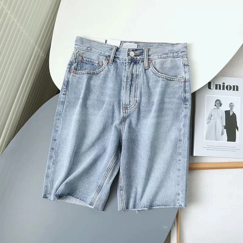 

Casual Solid Knee Length Straight Leg Shorts DLZK123