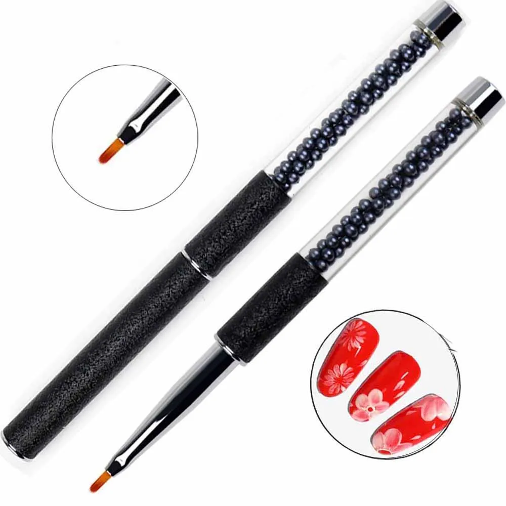 

BQAN White Petal Nail Brush UV Gel Builder Rhinestone Handle Nail Brush Flat Head Nail Painting Pen Nail Tools Manicure Tools