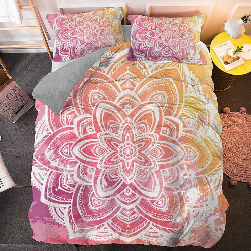 India Mandala Series Bedding Set 3D Printed Duvet Quilt Cover Hippie Bohemia Pillowcase Home Textile Bed Decor With Pillowcases | Дом и сад