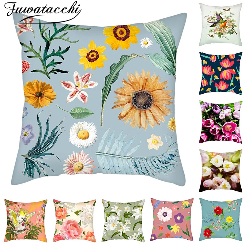 

Fuwatacchi Flowers Pattern Pillow Covers Lily Christmas Cushion Cover for Home Sofa Car Decorative Throw Pillowcases 45*45cm