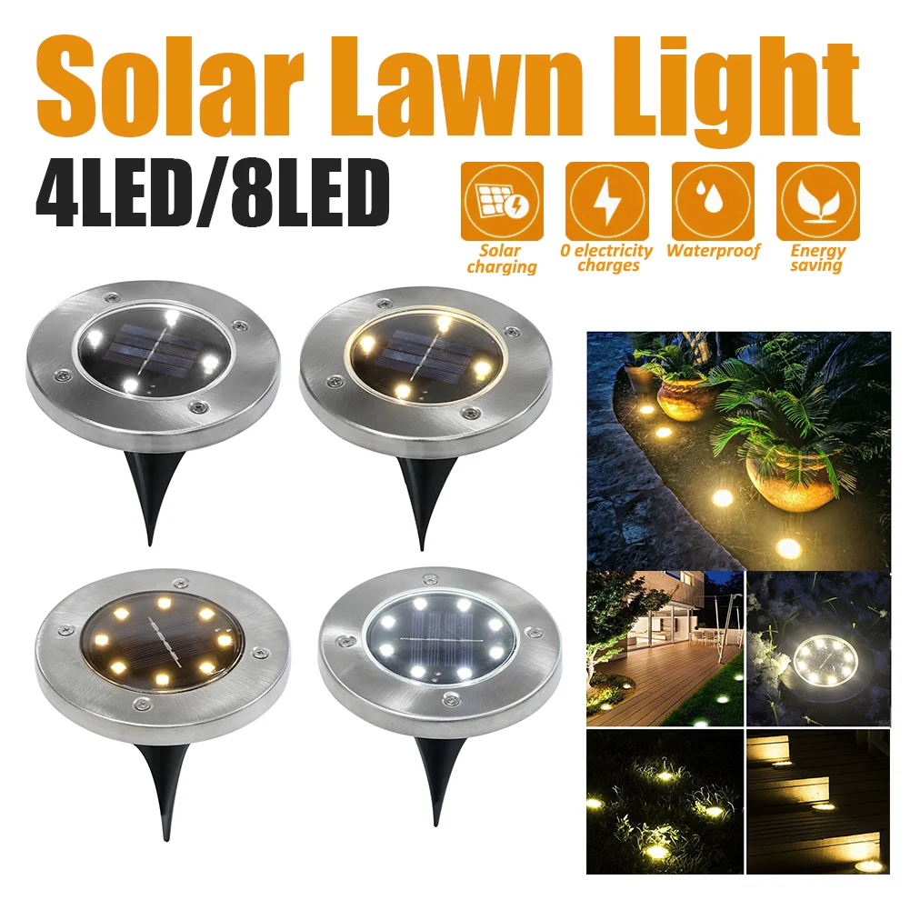 

Solar Led Lights Outdoor 8LED Solar Ground Lights Waterproof Light Underground Sensing Landscape Lights for Garden Lawn Pathway