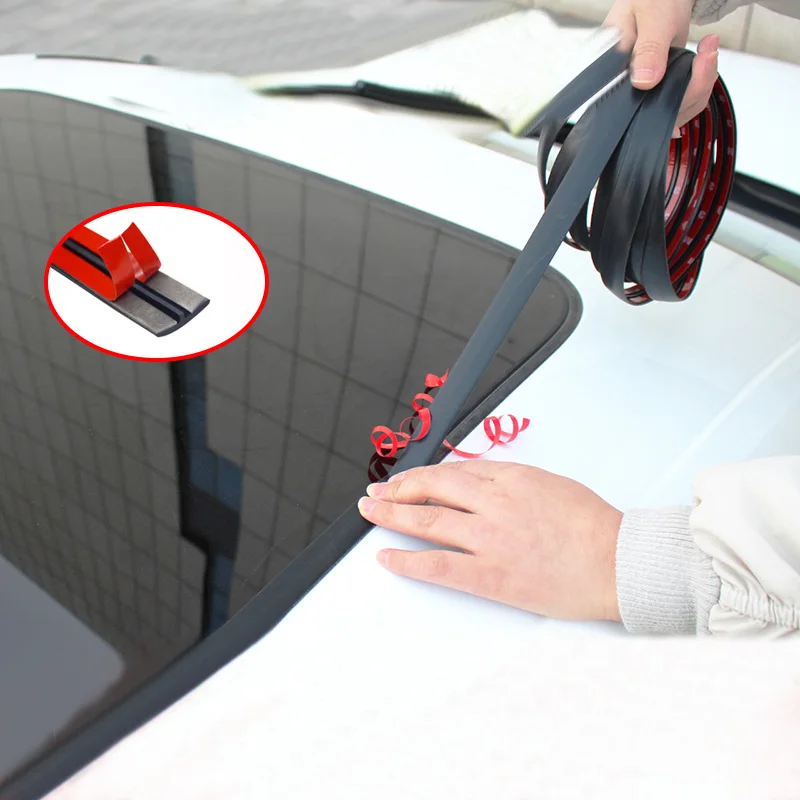 

2M T Type Insulation Weatherstrip Car Roof Protector Seal Front Rear Windshield Edge Sealing Strips Sticker External Accessories