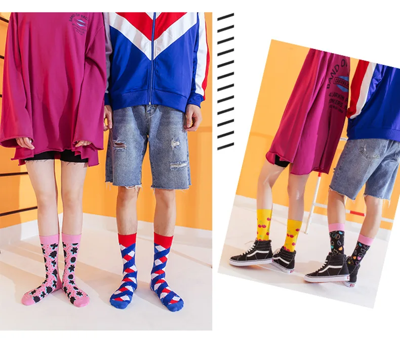 Скейтборд Chaussette Homme, Модные цветные женские носки с язычком, в европейском и американском стиле, в стиле хип-хоп, забавные носки Meias, Size36-42