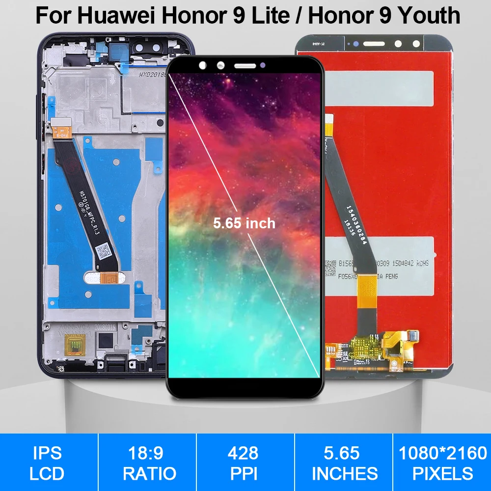 Pantalla LCD original de 5,65 pulgadas para HUAWEI Honor 9 Lite, Digitalizador de pantalla t&aacute;ctil de pantalla Lcd para Honor 9 Lite LLD-AL00, pieza de repuesto-1