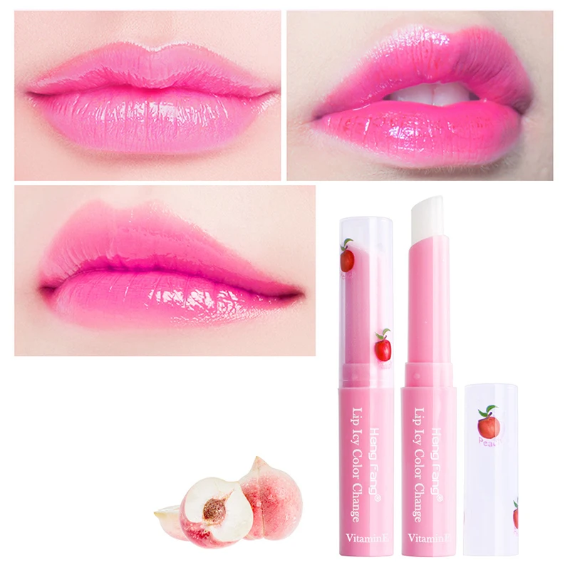 

Moisturizing Peach lip balm Temperature Change Waterproof Lipstick Nourishing Lip Plumper Lip Lines Natural Extract Makeup TSLM1