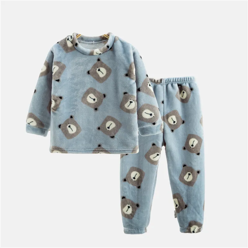 

Boys Girls Pajamas Sets Thicken Autumn Winter Flannel Pijamas Children coral fleece cartoon Pajamas for Boys Kids pijamas