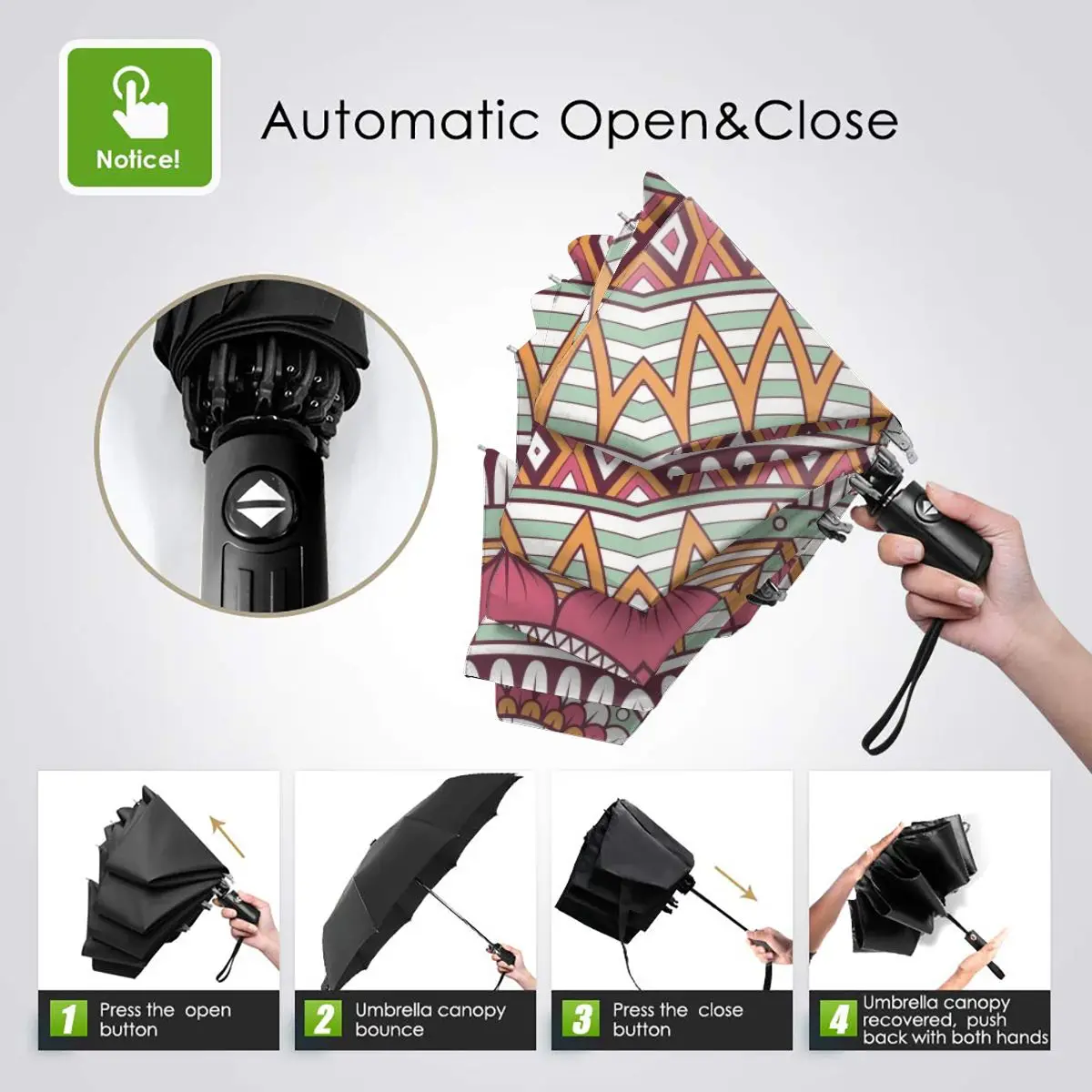 Prezzo Resistente Al Vento Pieghevoli Donne Ombrello Automatico Auto Colorful Mandala Stampa Antivento Ombrelli Da Pioggia Per Gli Uomini Parasole