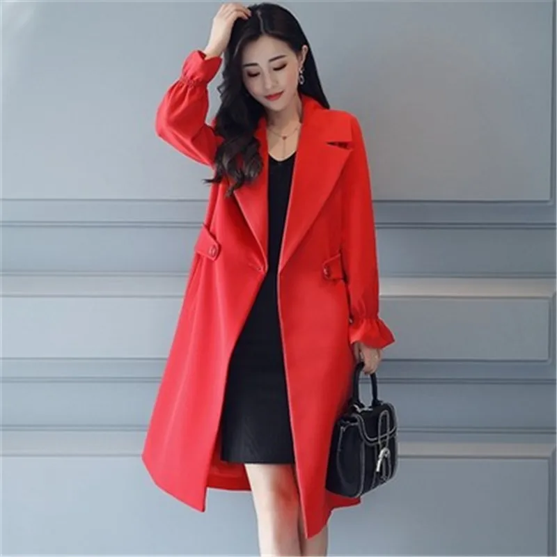 

New fashion 2020 Spring Autumn slim Long Trench Coat Women Turn-down Collar Windbreaker Plus Size Brand Outwear Coats