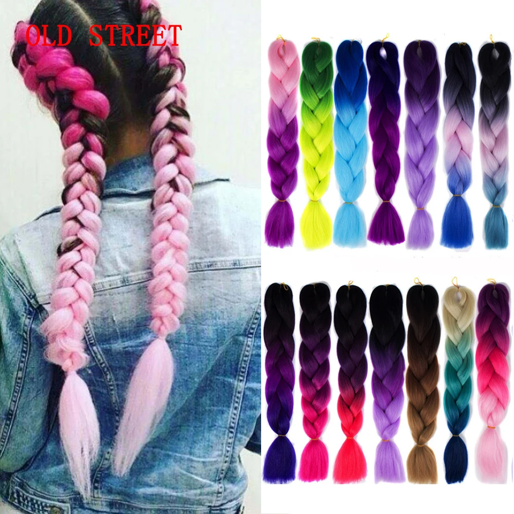 Jumbo Braiding Synthetic Hair Extensions High Temperature Wire Hair For Braids Box Hair Ombre Colorful 24inch Wholesale Hair