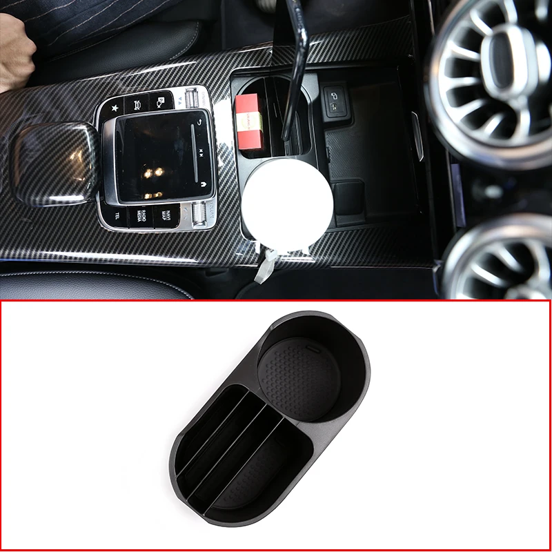 

For Mercedes Benz A Class W177 2019 Black Plastic Car Center Console Cup Holder Frame Accessories