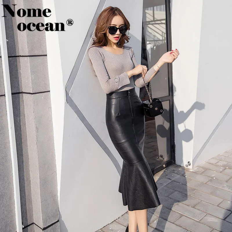 Сексуальные юбки из искусственной кожи для женщин плиссированная юбка русалки