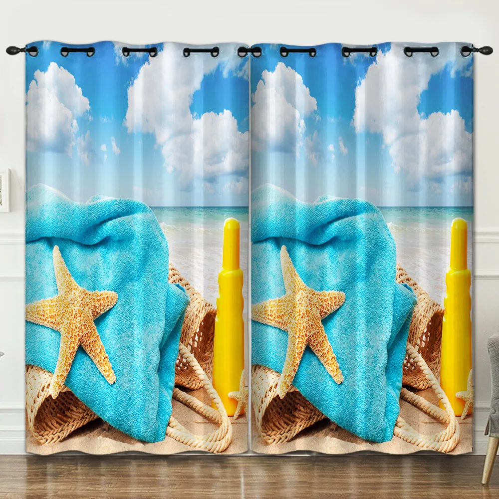 Красивые Морские Пейзажи в летней спальне гостиной украшение занавески фон