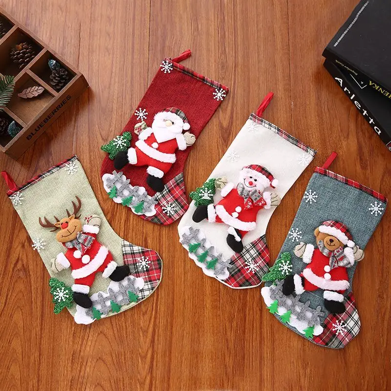 Christmas Xmas Tree Hanging Party Decor Santa Stocking Sock Gift Candy Bags 32x19cm | Дом и сад