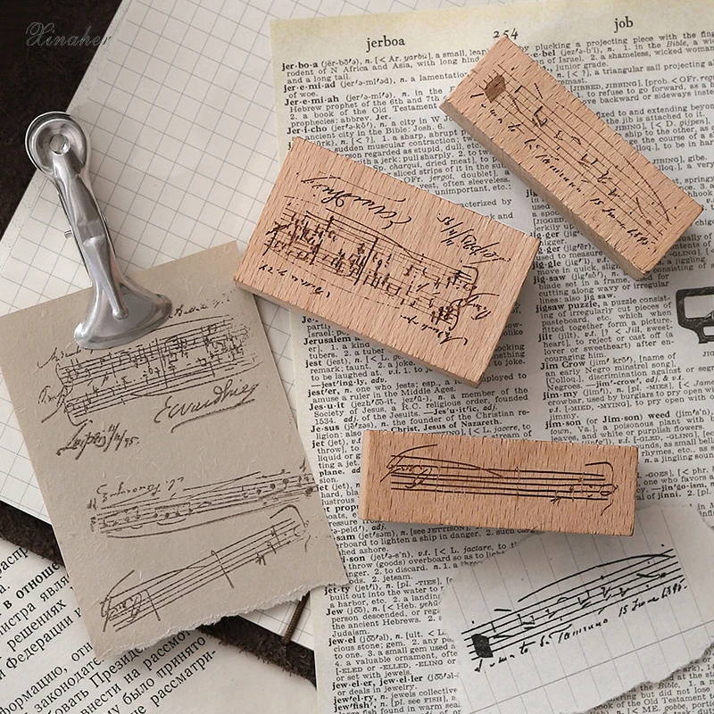 Винтажные музыкальные заметки штамп DIY деревянные и резиновые штампы для